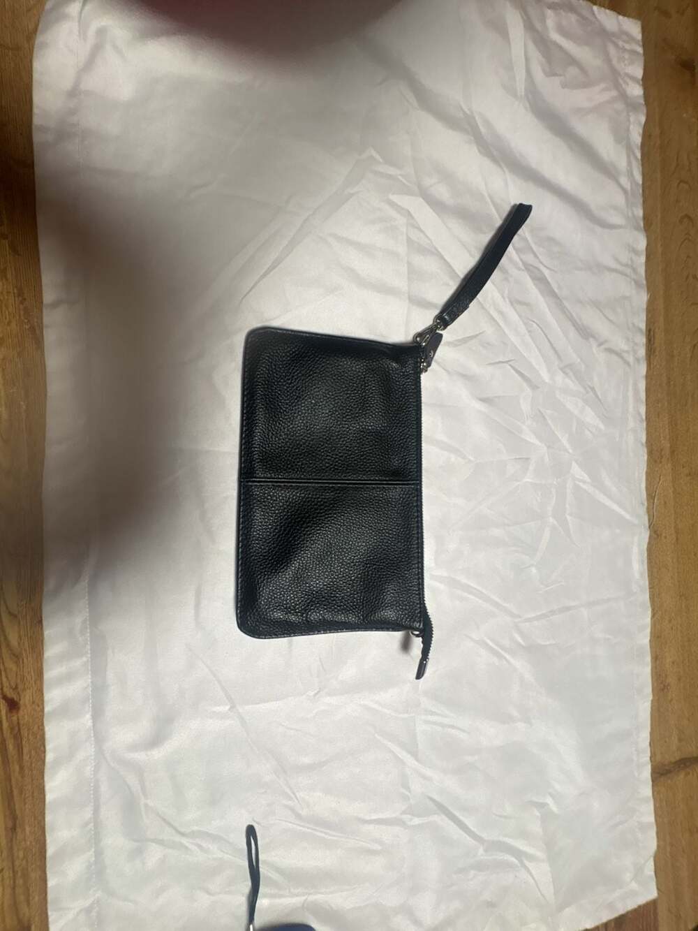 Befen Black Pebbled Genuine Leather Wristlet Clutch Wallet Purse
